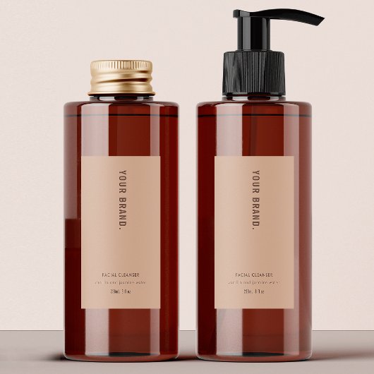 Eenvoudig neutraal Beige Chic Product Waterdicht L Voedselcontainer Etiket