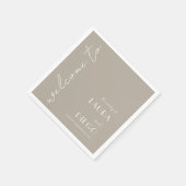 Eenvoudig neutraal bruiloft welkomstbord servet (Hoek)