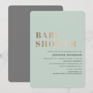 Eenvoudig neutraal Eucalyptus groen en goud Baby s Kaart