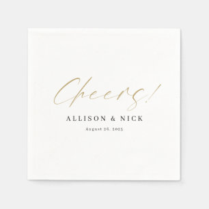 Eenvoudig Neutraal Goud Cheers Bruiloft Servetten