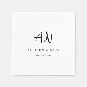 Eenvoudig neutraal monogram bruiloft Napkins Servet
