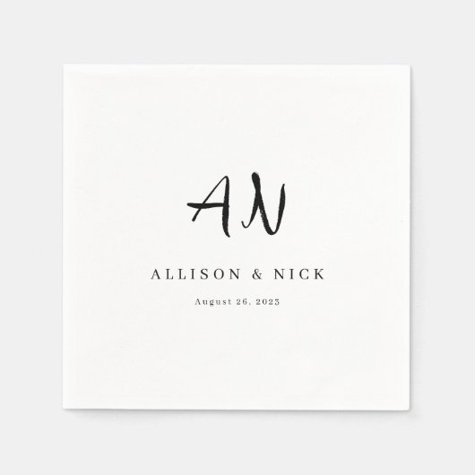Eenvoudig neutraal monogram bruiloft Napkins Servet (Voorkant)