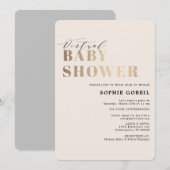 Eenvoudig neutraal Taupe & Gold VIRTUEEL Baby show Kaart (Voorkant / Achterkant)