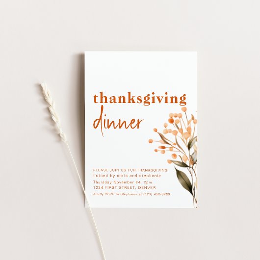 Eenvoudig Neutraal Thanksgiving Dinerfeest Kaart