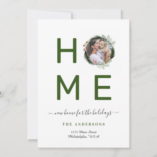 Eenvoudig nieuw THUIS voor Feestdagen met grote fo Aankondiging (Voorkant)