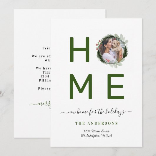 Eenvoudig nieuw THUIS voor Feestdagen met grote fo Aankondiging (Voorkant / Achterkant)