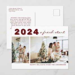 Eenvoudig nieuwjaar een nieuwe start twee-fotofees briefkaart
