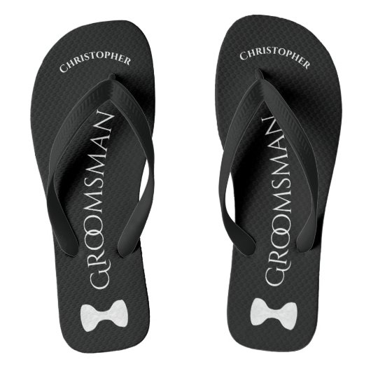 Eenvoudig non Groomsman Name & Bow Stropdas Wedden Teenslippers (Voetbed)