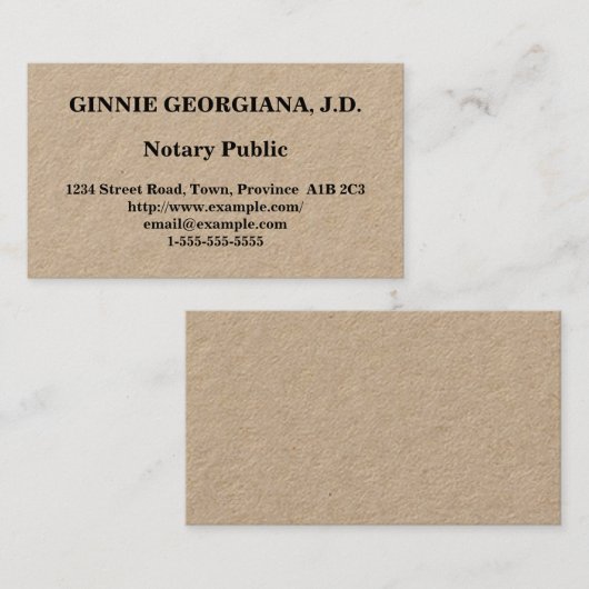 Eenvoudig Notarisch Openbaar Visitekaartje (Voorkant / Achterkant)