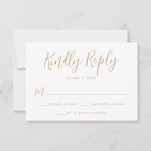 Eenvoudig Ochre Script Weddenschap RSVP Kaartje (Voorkant)