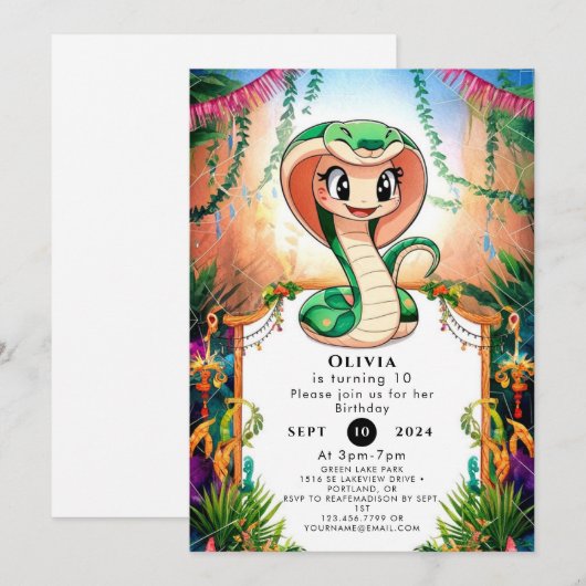 Eenvoudig Oerwoud Snake Verjaardag Kaart (Voorkant / Achterkant)