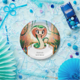 Eenvoudig Oerwoud Snake Verjaardag Papieren Bordje