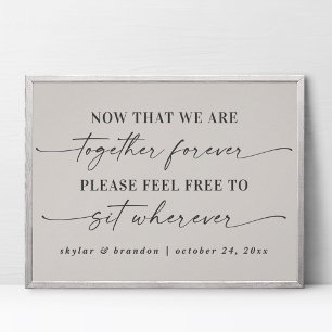 Eenvoudig off-White Seating Wedding Ceremony Sign Poster