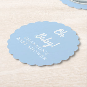 Eenvoudig Oh Baby Light Blue Baby shower voor jong Kartonnen Onderzetters