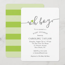 Eenvoudig Oh Boy Lime Green Baby shower Kaart