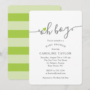 Eenvoudig Oh Boy Lime Green Baby shower Kaart