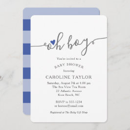 Eenvoudig Oh Boy Navy Blue Baby shower Kaart