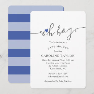 Eenvoudig Oh Boy Navy Blue Baby shower Kaart