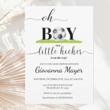 Eenvoudig Oh Boy Soccer Boy Baby shower Uitnodigin