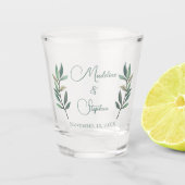 Eenvoudig olieplek-ellef-bruiloft-monogram Botanis Shot Glas (Voorkant)