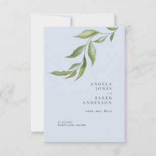 Eenvoudig olievlek Dusty Blue Wedding Save The Date