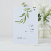 Eenvoudig olievlek Dusty Blue Wedding Save The Date (Staand voorkant)