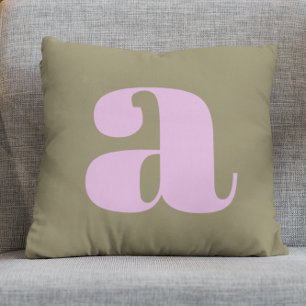 Eenvoudig Olijf en Lila Vet Retro Monogram Initiaa Kussen