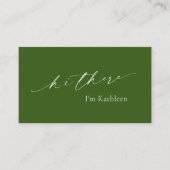 Eenvoudig Olijfbos Groen Elegant Modern Visitekaartje (Voorkant)