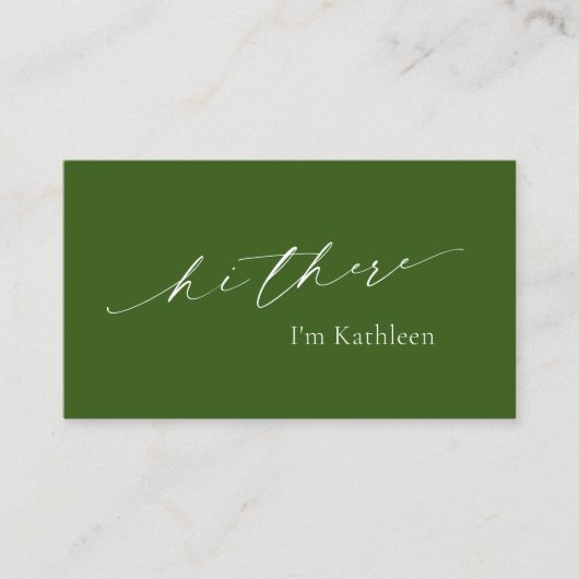 Eenvoudig Olijfbos Groen Elegant Modern Visitekaartje (Voorkant)