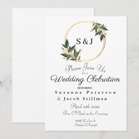 Eenvoudig Olijfgroen en Goud Rond Lijst Kaart (Voorkant / Achterkant)