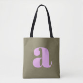 Eenvoudig olive en Lila gebold monogram Initiaal Tote Bag (Voorkant)