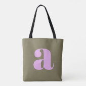 Eenvoudig olive en Lila gebold monogram Initiaal Tote Bag (Achterkant)