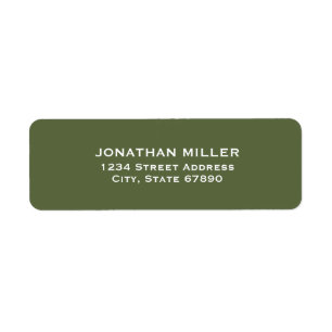 Eenvoudig Olive Green en White Return Address Labe Etiket