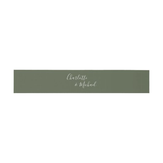 Eenvoudig Olive Green Signature Script Uitnodigingen Wikkel (Vlak)