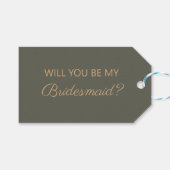 Eenvoudig Olive Green zal je mijn Bridesmaid zijn Cadeaulabel (Voorkant (Horizontaal))