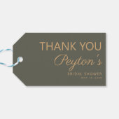 Eenvoudig olive groen Vrijgezellenfeest Dank u Cadeaulabel (Achterkant Horizontaal)