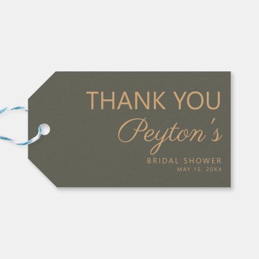Eenvoudig olive groen Vrijgezellenfeest Dank u Cadeaulabel (Achterkant Horizontaal)