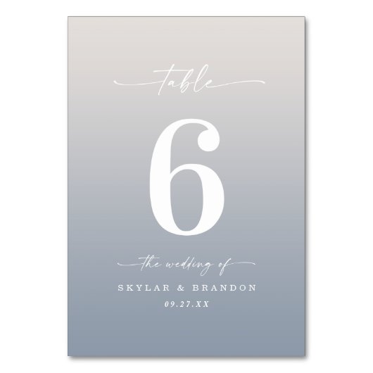 Eenvoudig Ombre Gardenia White & Dusty Blue Weddin Kaart (Achterkant)