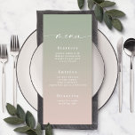 Eenvoudig ombre Leaf Green & Light Pink Weddenscha Menu<br><div class="desc">Eenvoudig Ombre Leaf Green & Blush Pink Wedding Reception Dinner Menus. Deze moderne Kaart van het Menu van het Kanaal is eenvoudig klassiek en elegant met een subtiele ombre gradiënt langzaam verdwijnen en een de calligrafiedoopvont van het handtekeningsmanuscript met staarten. Getoond in de nieuwe Colorway. Beschikbaar in verscheidene kleurenopties, of...</div>