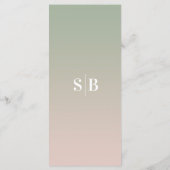 Eenvoudig ombre Leaf Green & Light Pink Weddenscha Menu (Achterkant)