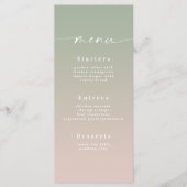 Eenvoudig ombre Leaf Green & Light Pink Weddenscha Menu (Voorkant)