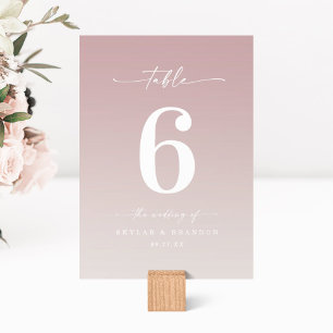 Eenvoudig ombre Mauve Pink & Gardenia White Weddin Kaart