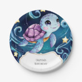 Eenvoudig Onder het Zee Boho Turtle Verjaardag Papieren Bordje (Voorkant)