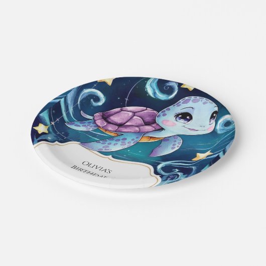 Eenvoudig Onder het Zee Boho Turtle Verjaardag Papieren Bordje (Gekanteld)