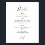 Eenvoudig Onderteken van het Menu Drinken van het  Poster<br><div class="desc">Dit eenvoudige elegante trouwmenu-bord is perfect voor je moderne,  minimalistische receptie voor zwarte en witte bruiloft. Het ontwerp bevat een minimaal hedendaags lettertype dat vergezeld gaat van een formele kalligrafie. Houd het zoals is,  of verkies om het met uw eigen kunstwerk of foto's te personaliseren!</div>