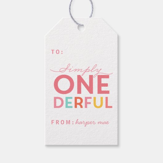 EENVOUDIG ONEDERFUL WONDERFUL CADEAULABEL (Voorkant)