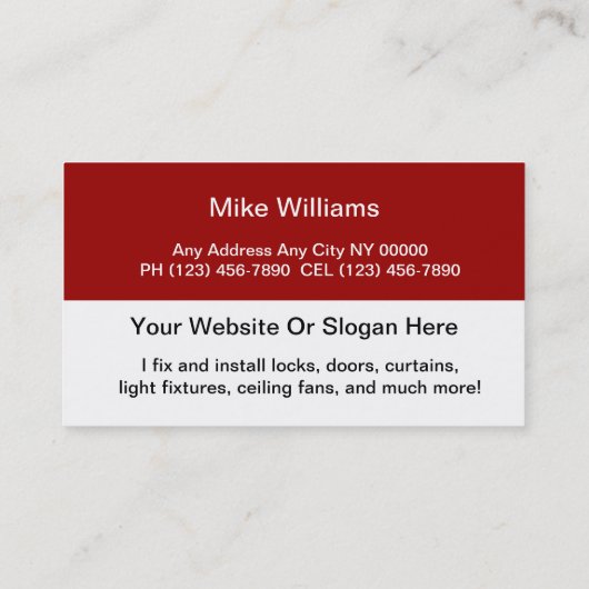 Eenvoudig online design met handyman Business Card Visitekaartje (Achterkant)