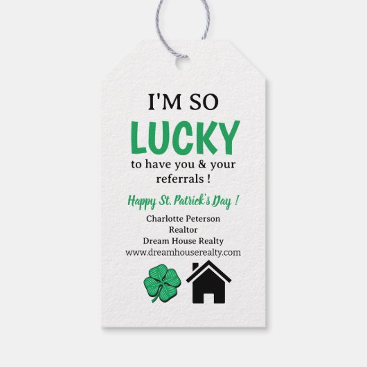Eenvoudig onroerend goed agent Realtor St.Patrick' Cadeaulabel (Achterkant)