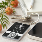 Eenvoudig onroerend goed bedrijf zwart-wit QR-code Sleutelhanger (Voorkant Rechts)