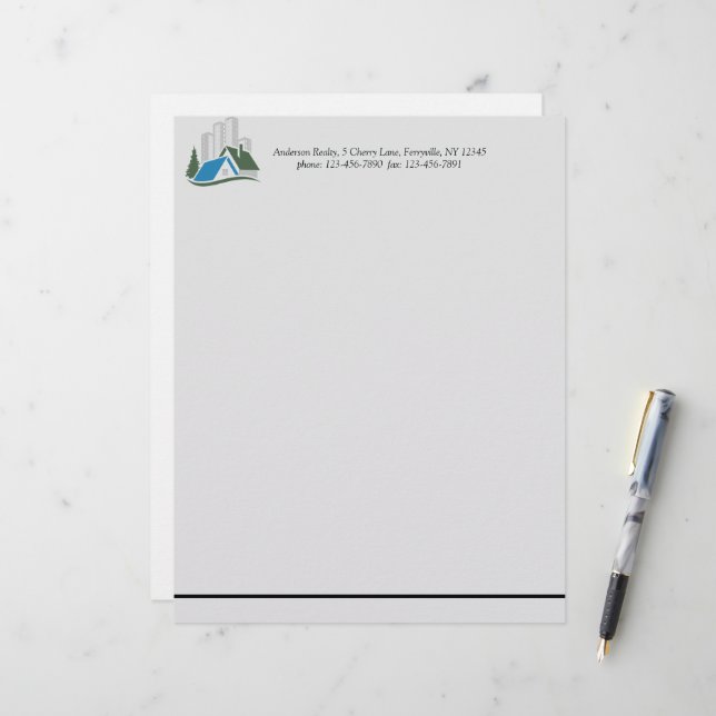 Eenvoudig onroerend goed briefhoofd (Voorkant / Achterkant in situ)